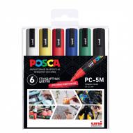 Набор маркеров POSCA PC-5M 6шт. стандартные цвета пластиковая уп-ка