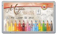 Набор цветных карандашей трехгранных MAGIC 3в1 23шт+блендер, металлическая уп-ка