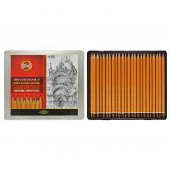 Набор чернографитных карандашей KOH-I-NOOR ART 8B-10Н 24шт. в металлической упаковке