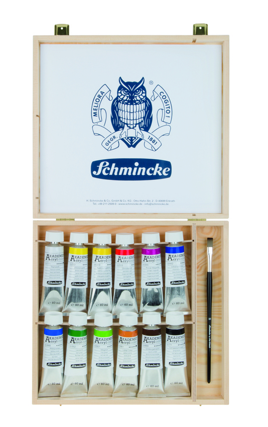 Набор красок акриловых AKADEMIE ACRYLCOLOR 12цв. по 60мл в деревянной упаковке по 7 759.00 руб от Schmincke