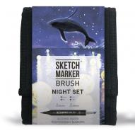 Набор маркеров SKETCHMARKER BRUSH на спирт. основе Night Set 12шт. ночь+пенал