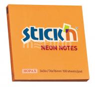 Блок для заметок STICK'N 76x76мм, 100л, самоклеящийся бумажный, неон оранжевый по 50.00 руб от HOPAX