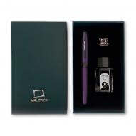 Набор ручка перьевая МАЛЕВИЧЪ EF 0,4мм конвертер тушь черная банка 18мл значок фиолетовый