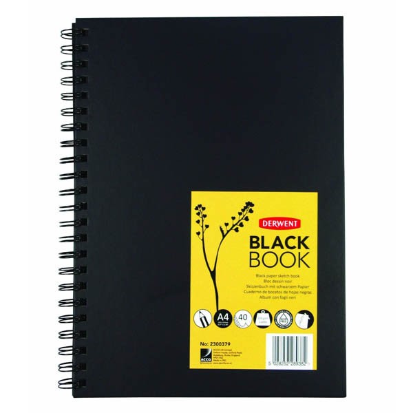 Альбом для зарисовок BLACK BOOK 200г/кв.м (А4) 210х297мм 40л. портрет спираль черный по 799.00 руб от Derwent