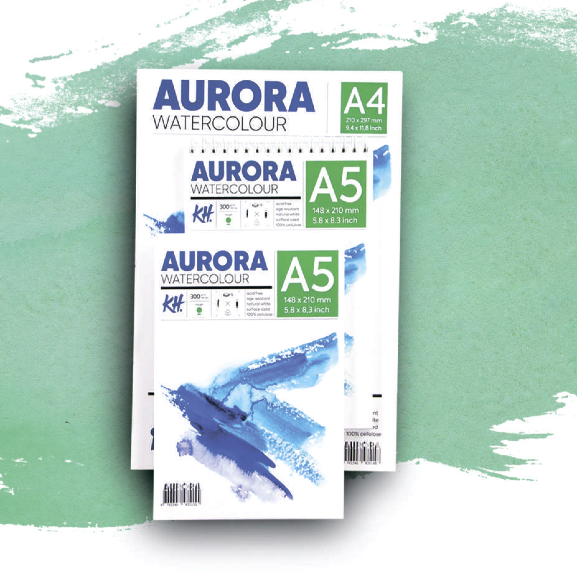 Альбом для акварели AURORA 300г/кв.м (А5) 148х210мм 12л. крупное зерно на спирали целлюлоза 100% по 585.00 руб от AURORA