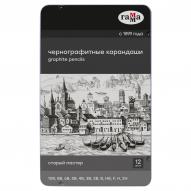 Набор карандашей чернографитных ГАММА 12шт. 10B-2H металлическая уп-ка