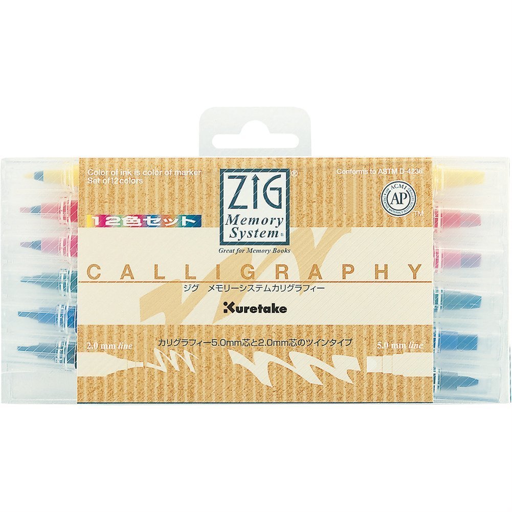 Набор маркеров для каллиграфии CALLIGRAPHY d:2-5мм 12шт. пластиковая уп-ка по 1 899.00 руб от ZIG Kuretake