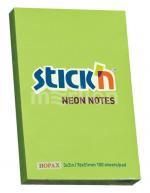 Блок для заметок STICK'N 51x76мм, 100л, самоклеящийся бумажный, неон зеленый по 40.00 руб от HOPAX