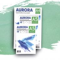 Альбом для акварели AURORA 300г/кв.м (А5) 148х210мм 12л. крупное зерно склейка целлюлоза 100%