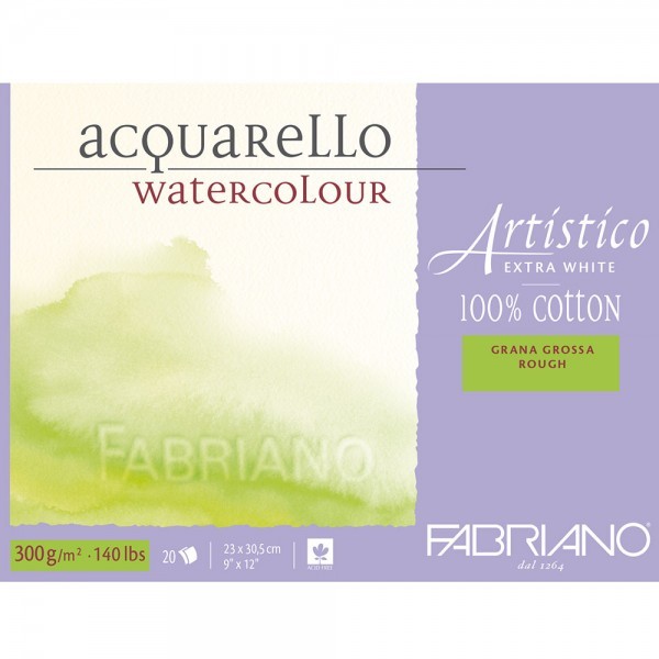 Альбом для акварели ARTISTICO EXTRA WHITE 300г/кв.м 230х305мм grain torchon (крупное зерно) 20л. хлопок 100% склейка по 3 835.00 руб от Fabriano