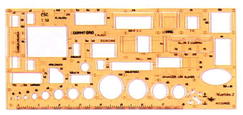 Шаблон МЕБЕЛЬ-2 пластиковый, оранжевый, прозрачный, масштаб 1:50, 100х225мм по 1 297.00 руб от Domingo Ferrer