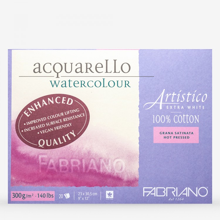 Альбом для акварели ARTISTICO EXTRA WHITE 300г/кв.м 230х305мм grain fin (среднее зерно) 20л. хлопок 100% склейка по 3 835.00 руб от Fabriano