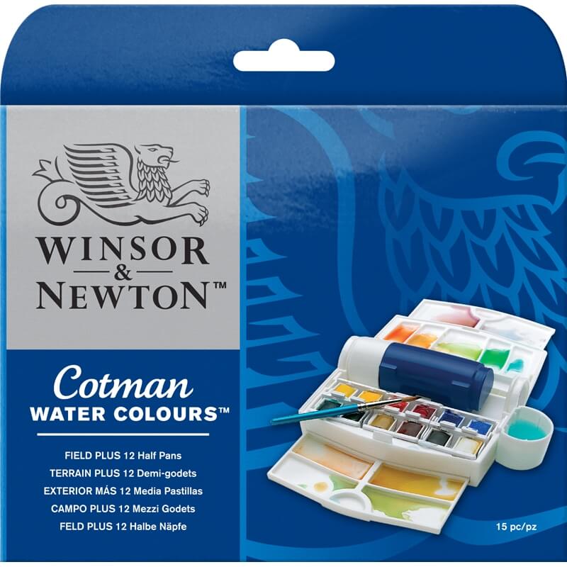 Набор красок акварельных COTMAN FIELD PLUS 12цв.(полукюветы)+кисть+фляжка в пластиковой упаковке по 7 415.00 руб от Winsor&Newton