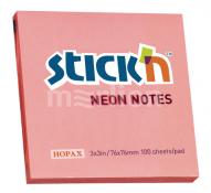 Блок для заметок STICK'N 76x76мм, 100л, самоклеящийся бумажный, неон розовый по 50.00 руб от HOPAX