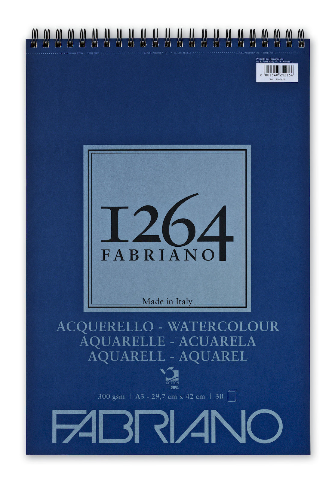 Альбом для акварели 1264 WATERCOLOUR 300г/кв.м (А3) 297х420мм 20л. на спирали по 1 704.00 руб от Fabriano