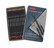Набор чернографитных карандашей GRAPHIC HARD B-9H 12шт. в металлической упаковке