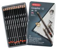 Набор чернографитных карандашей GRAPHIC MEDIUM 6B-4H 12шт. в металлической упаковке по 1 705.00 руб от Derwent