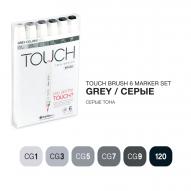 Набор маркеров TOUCH TWIN BRUSH 6шт. серые тона Набор маркеров TOUCH TWIN BRUSH 6шт. серые тона