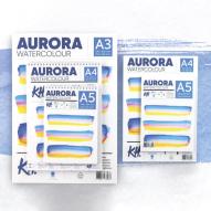 Альбом для акварели AURORA 300г/кв.м (А5) 148х210мм 12л. среднее зерно склейка целлюлоза 100%