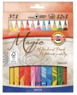 Набор цветных карандашей трехгранных MAGIC 3в1 12шт+блендер, картонная уп-ка