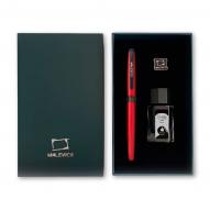 Набор ручка перьевая МАЛЕВИЧЪ EF 0,4мм конвертер тушь черная банка 18мл значок красный